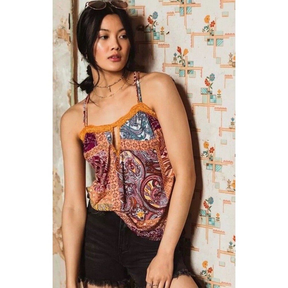 New Gimmicks BKE Patchwork Keyhole Tank Top Small Women